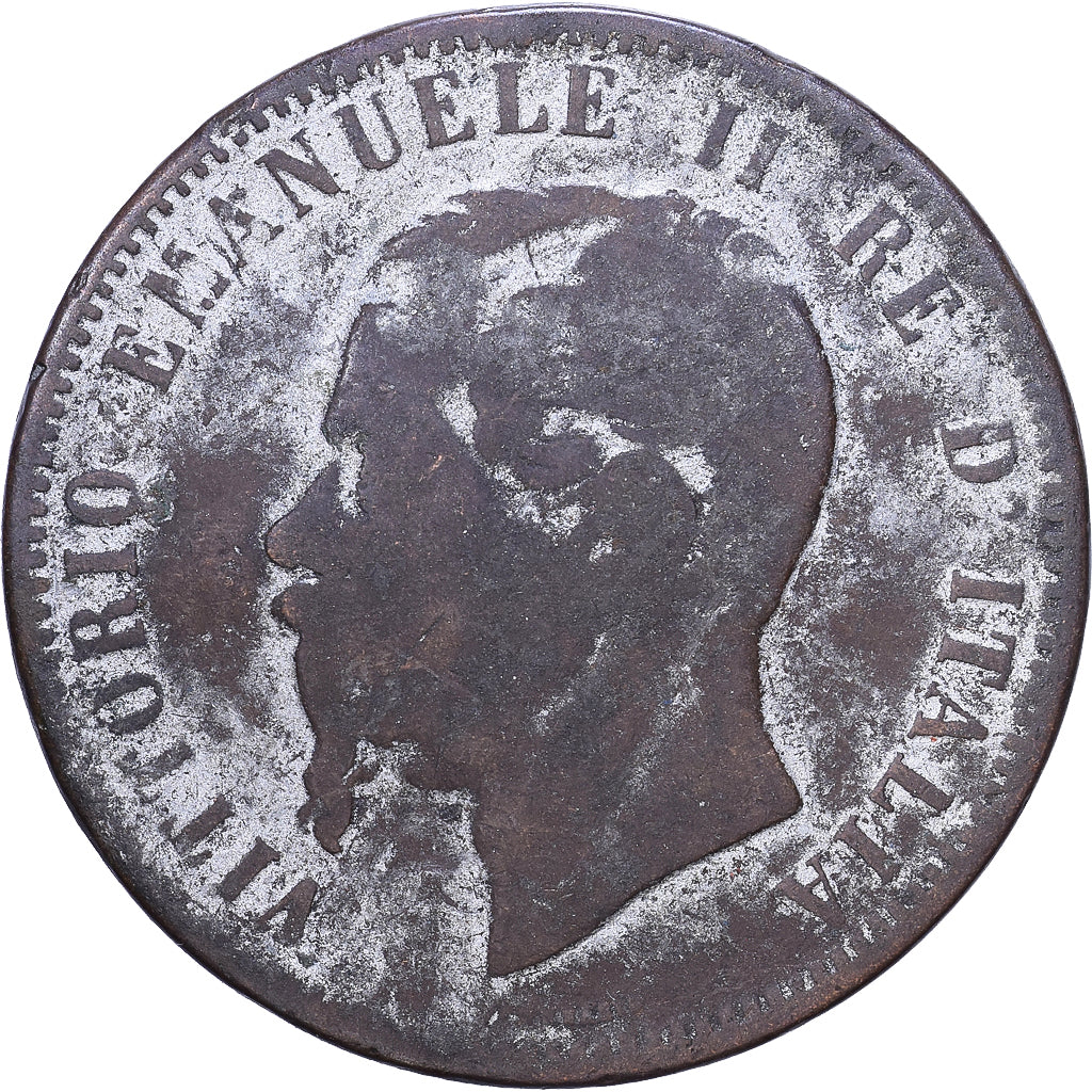 Italia, Vittorio Emanuele II, 10 Centesimi, 1866, Milan, Cobre, BC, KM:11