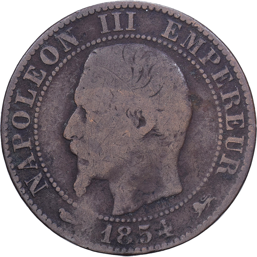 France, Napoleon III, 5 Centimes, Napoléon III, 1854, Lyon, Bronze, VF(30-35)
