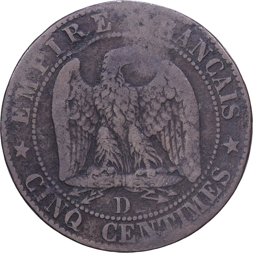 France, Napoleon III, 5 Centimes, Napoléon III, 1854, Lyon, Bronze, VF(30-35)
