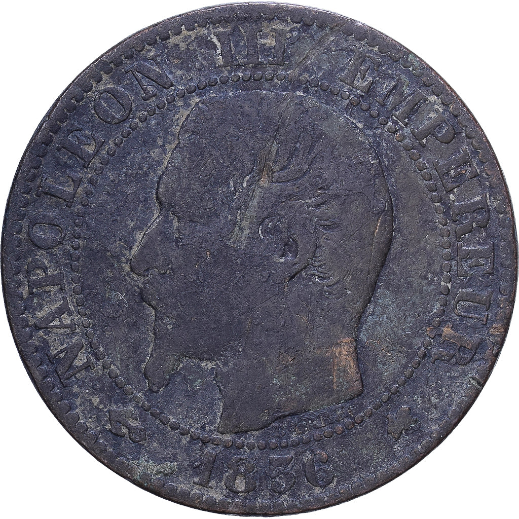 Frankreich, Napoleon III, 5 Centimes, 1856, Bordeaux, Bronze, S, Gadoury:152