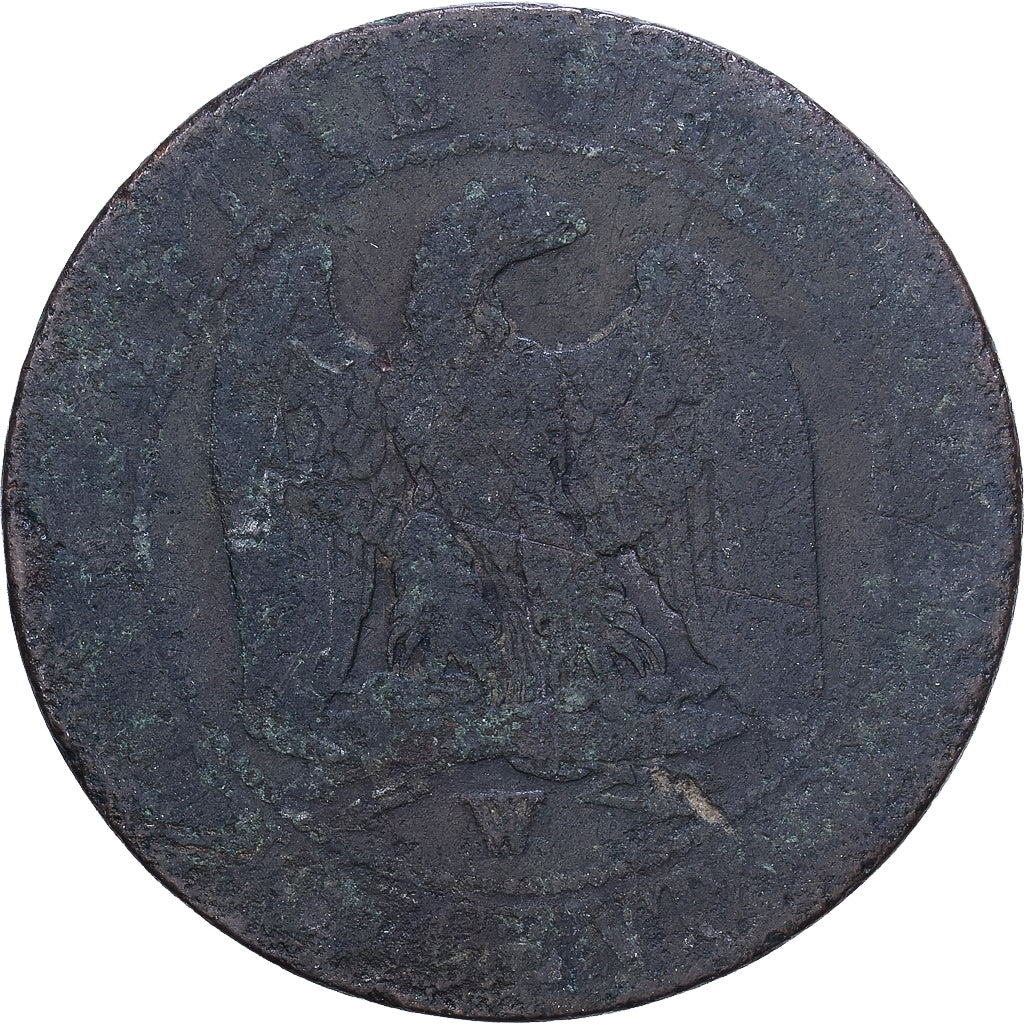 France, Napoleon III, 5 Centimes, 1854, Lille, Bronze, F(12-15), Gadoury:152