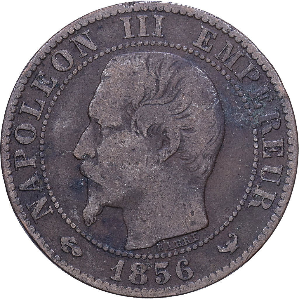 França, Napoleon III, 5 Centimes, 1856, Lille, Bronze, VF(30-35), Gadoury:152