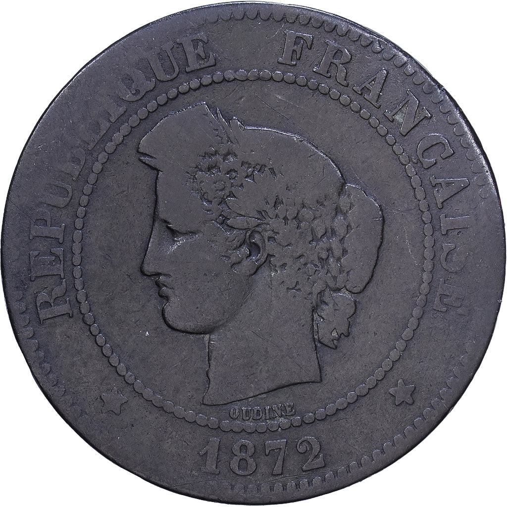 France, 5 Centimes, Cérès, 1872, Paris, Bronze, VF(20-25), Gadoury:157a