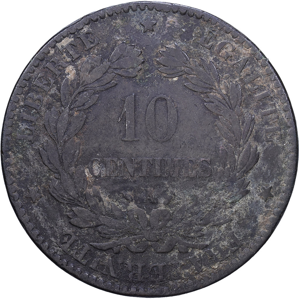 Francja, 10 Centimes, Cérès, 1890, Paris, Brązowy, F(12-15), Gadoury:265a