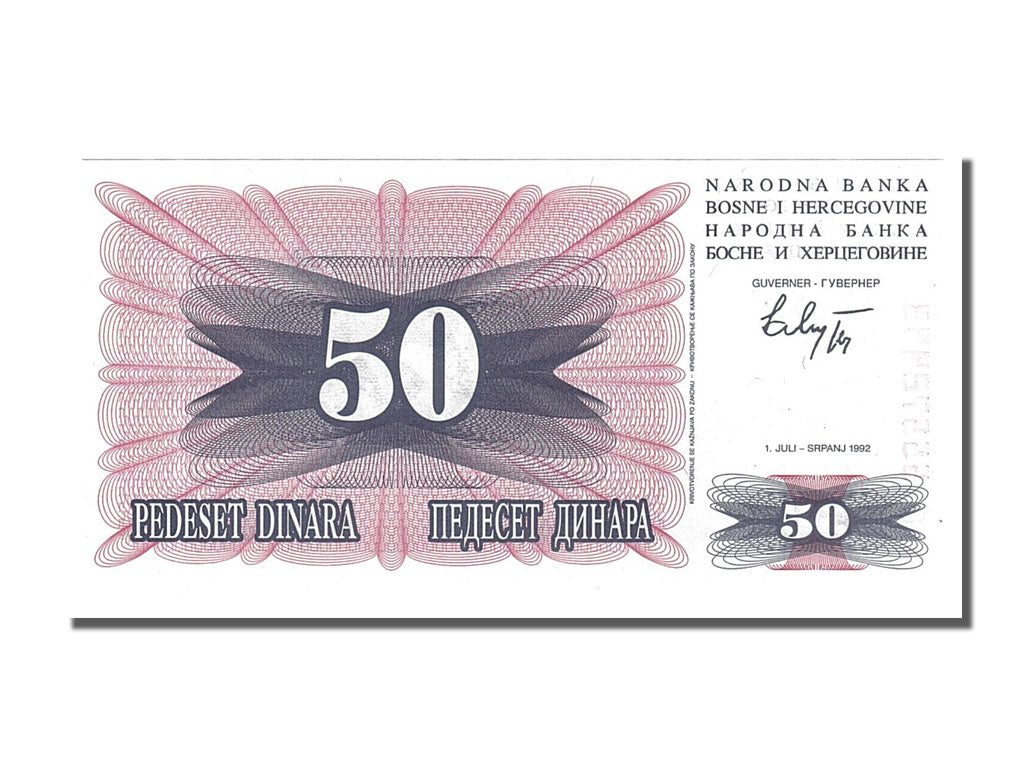 Banconote, Bosnia - Erzegovina, 50 Dinara, 1992, 1992-07-01, FDS
