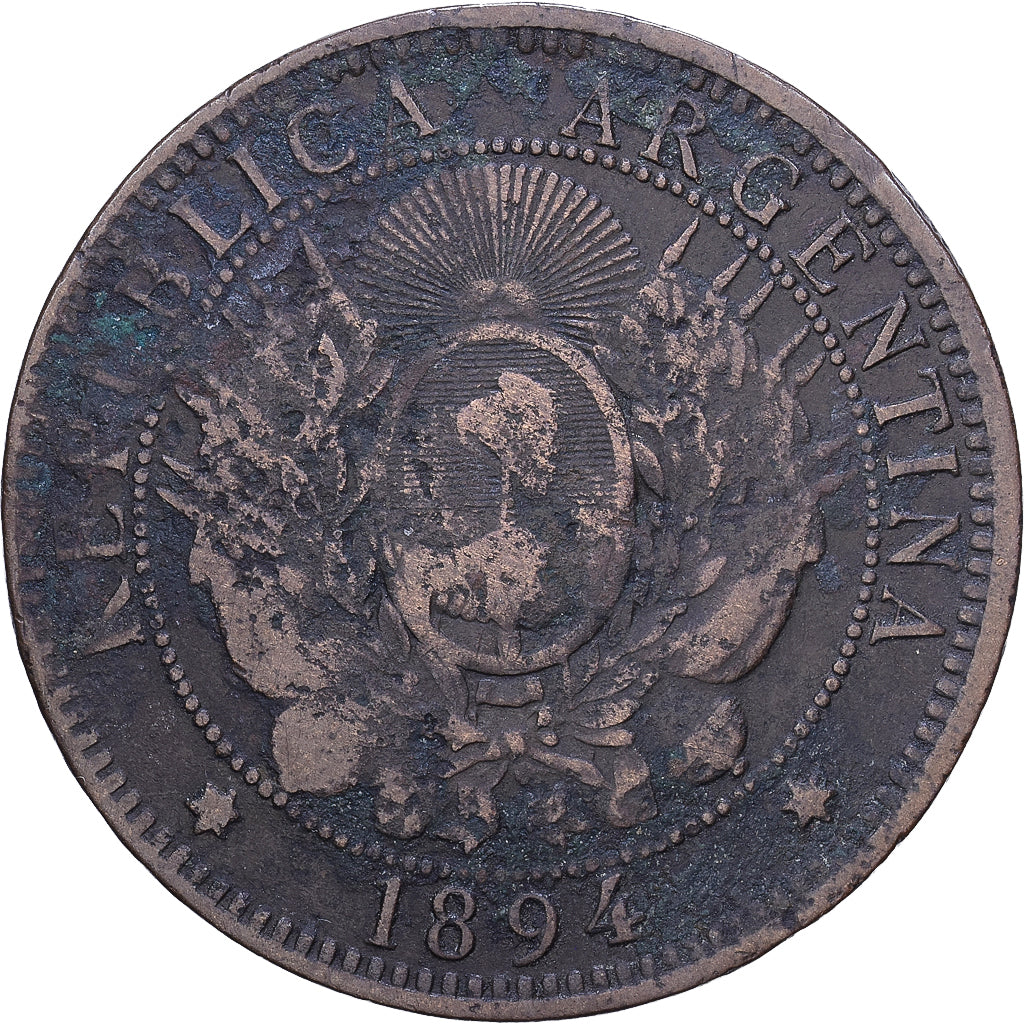 Argentine, 2 Centavos, 1894, Bronze, TB, KM:33