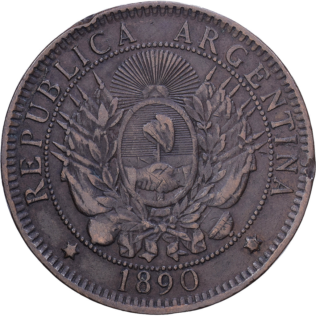 Argentina, 2 Centavos, 1890, Bronze, VF(30-35), KM:33