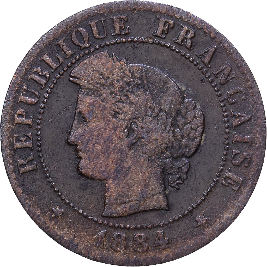 Francia, Centime, Cérès, 1884, Paris, Bronce, BC+, Gadoury:88, KM:826.1