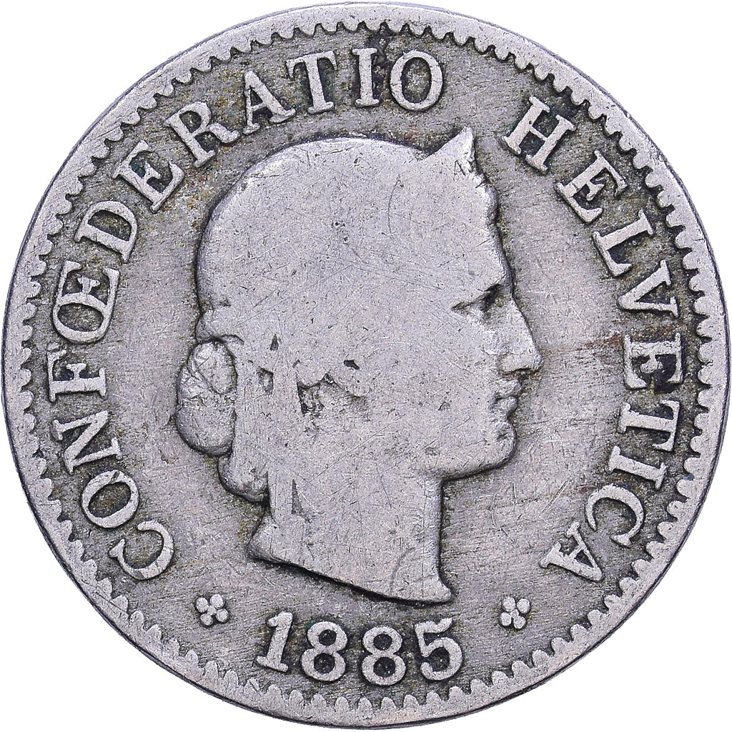 Suíça, 5 Rappen, 1885, Bern, Cobre-níquel, VF(30-35), KM:26