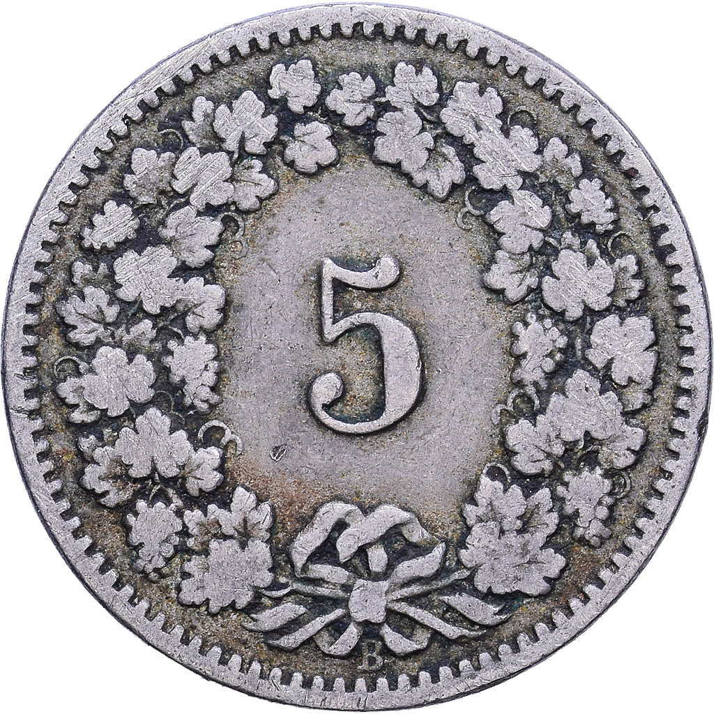Suíça, 5 Rappen, 1885, Bern, Cobre-níquel, VF(30-35), KM:26