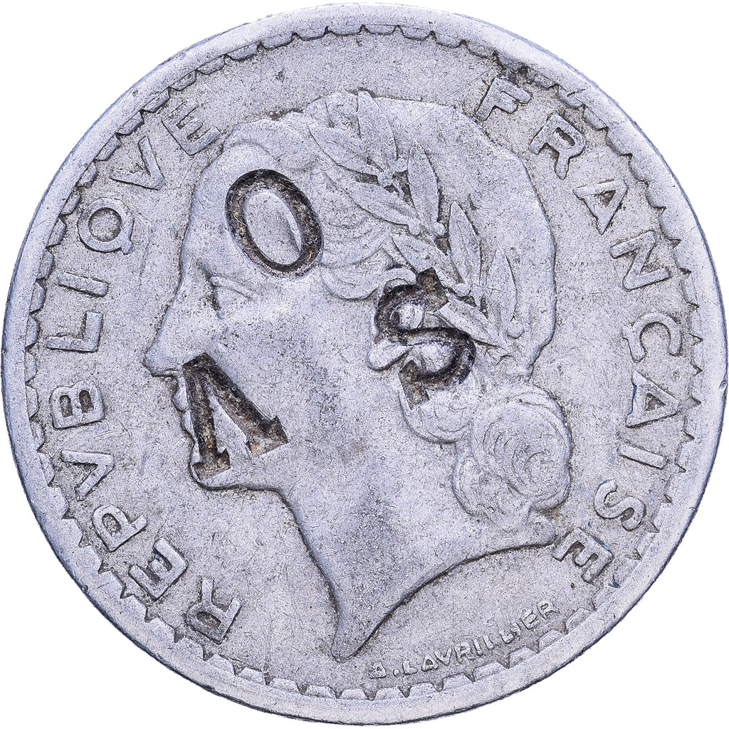 Francja, 5 Francs, Lavrillier, 1947, Paris, contremarqué SOV, Aluminium