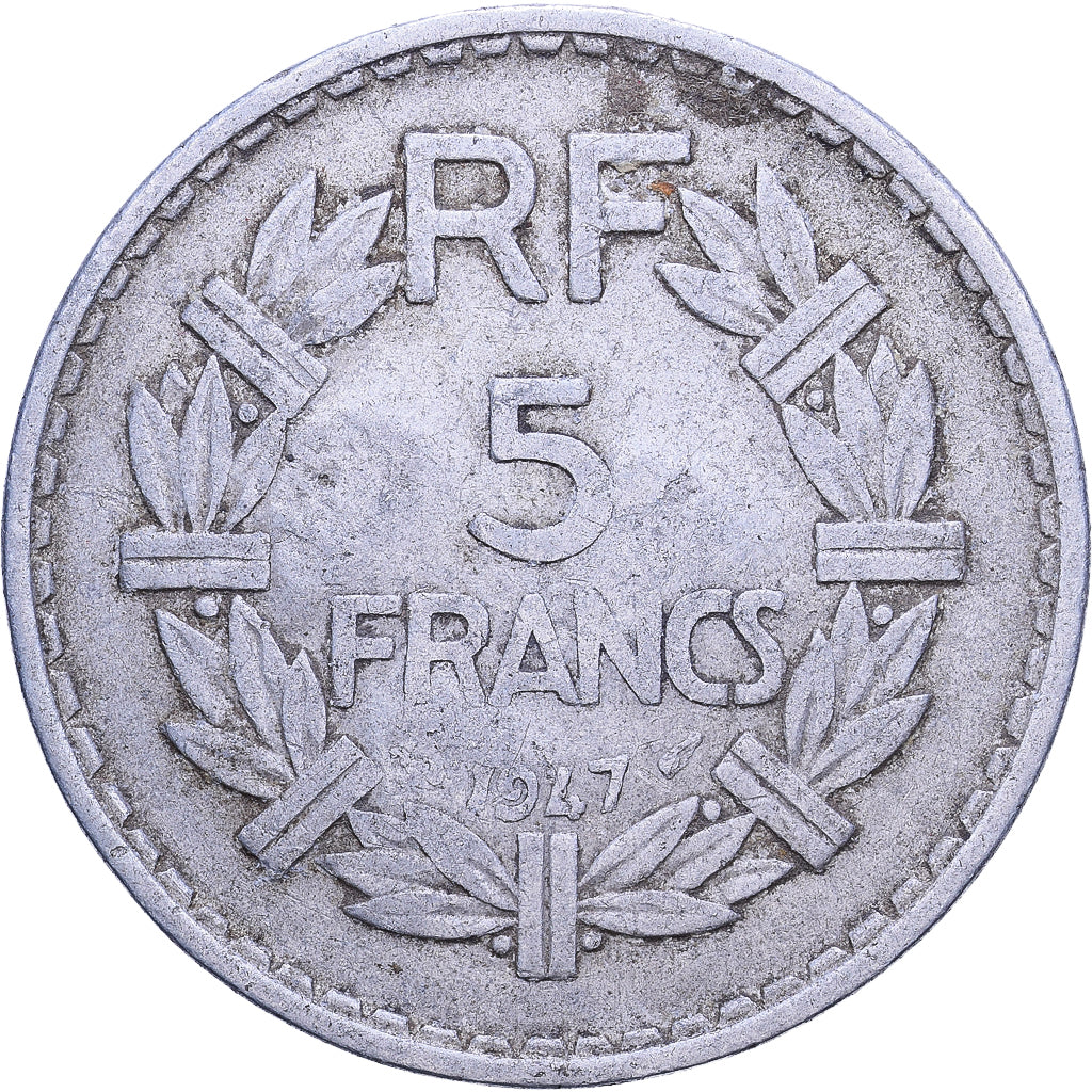 Francja, 5 Francs, Lavrillier, 1947, Paris, contremarqué SOV, Aluminium