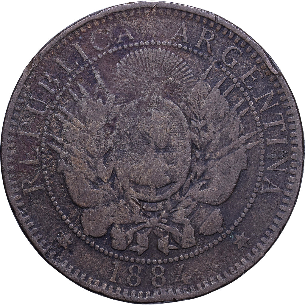 Argentinië, 2 Centavos, 1884, Bronzen, FR+, KM:33