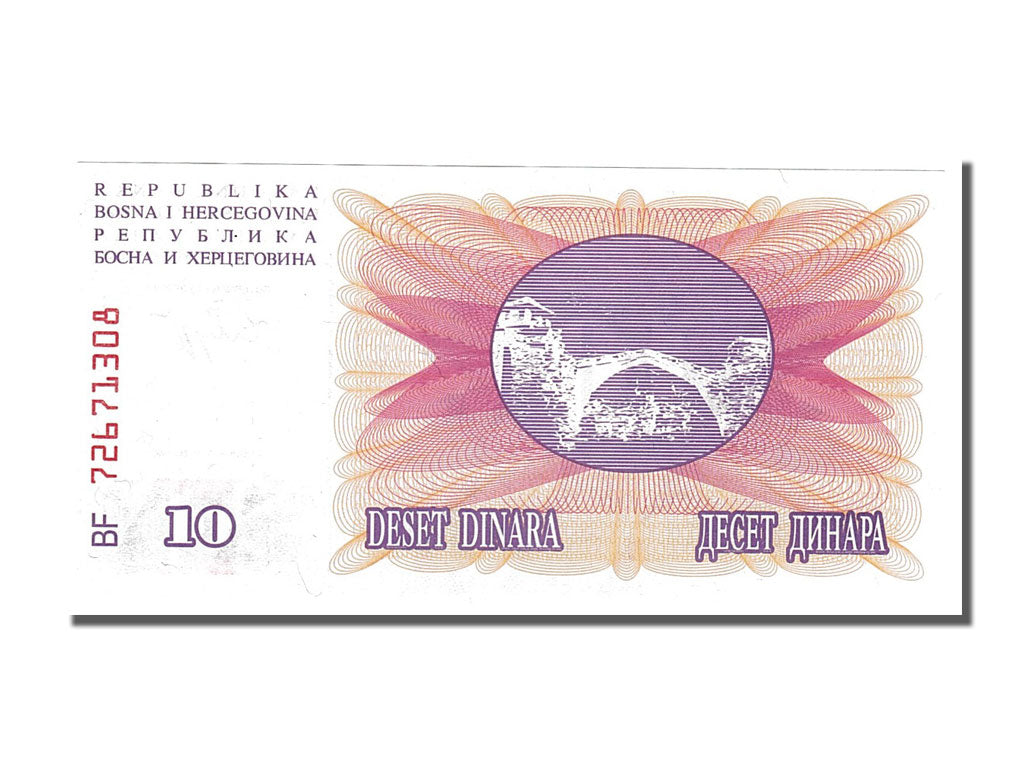Banconote, Bosnia - Erzegovina, 10 Dinara, 1992, 1992-07-01, FDS