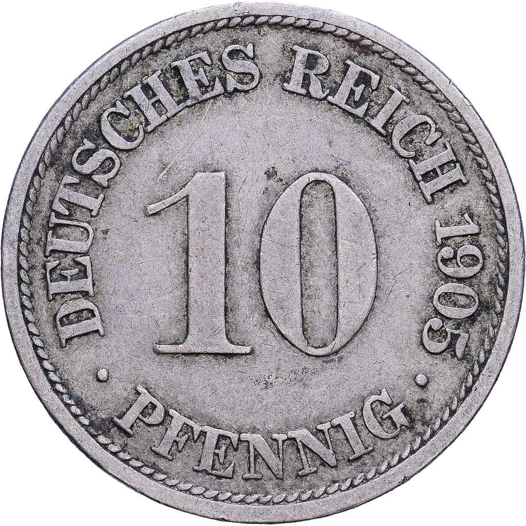 German Empire, Wilhelm II, 10 Pfennig, 1905, STATE MINT OF STUTTGART