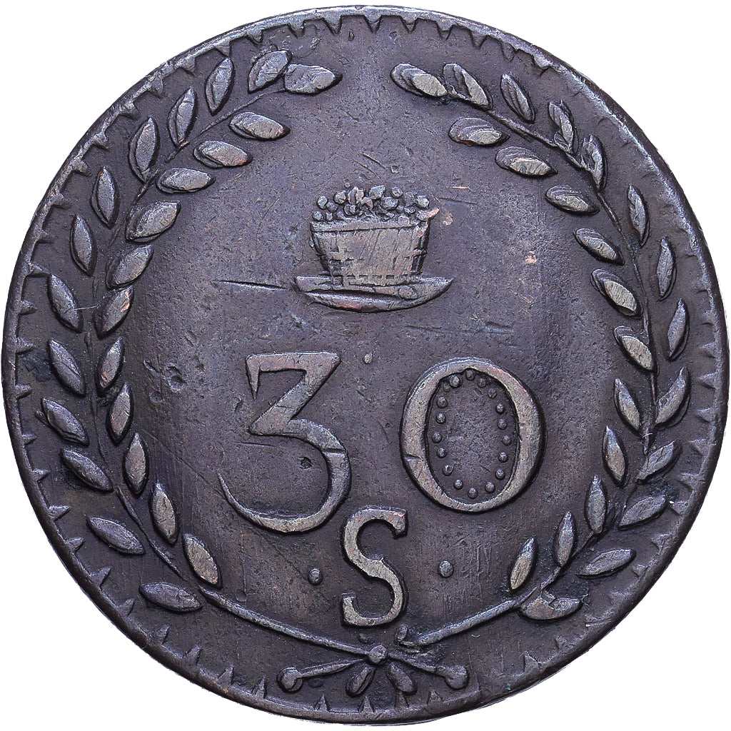 France, 30 Sous, 1820, Aniche, Bronze, EF(40-45), Mazard:779