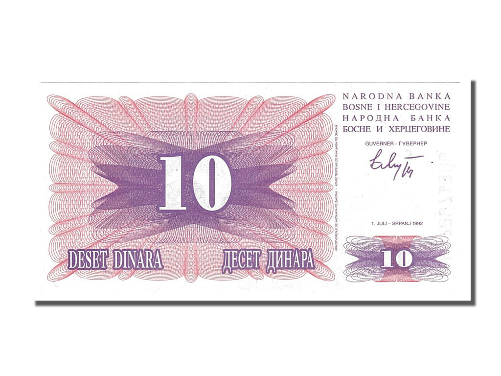 Banknote, Bosnia - Herzegovina, 10 Dinara, 1992, 1992-07-01, UNC(65-70)