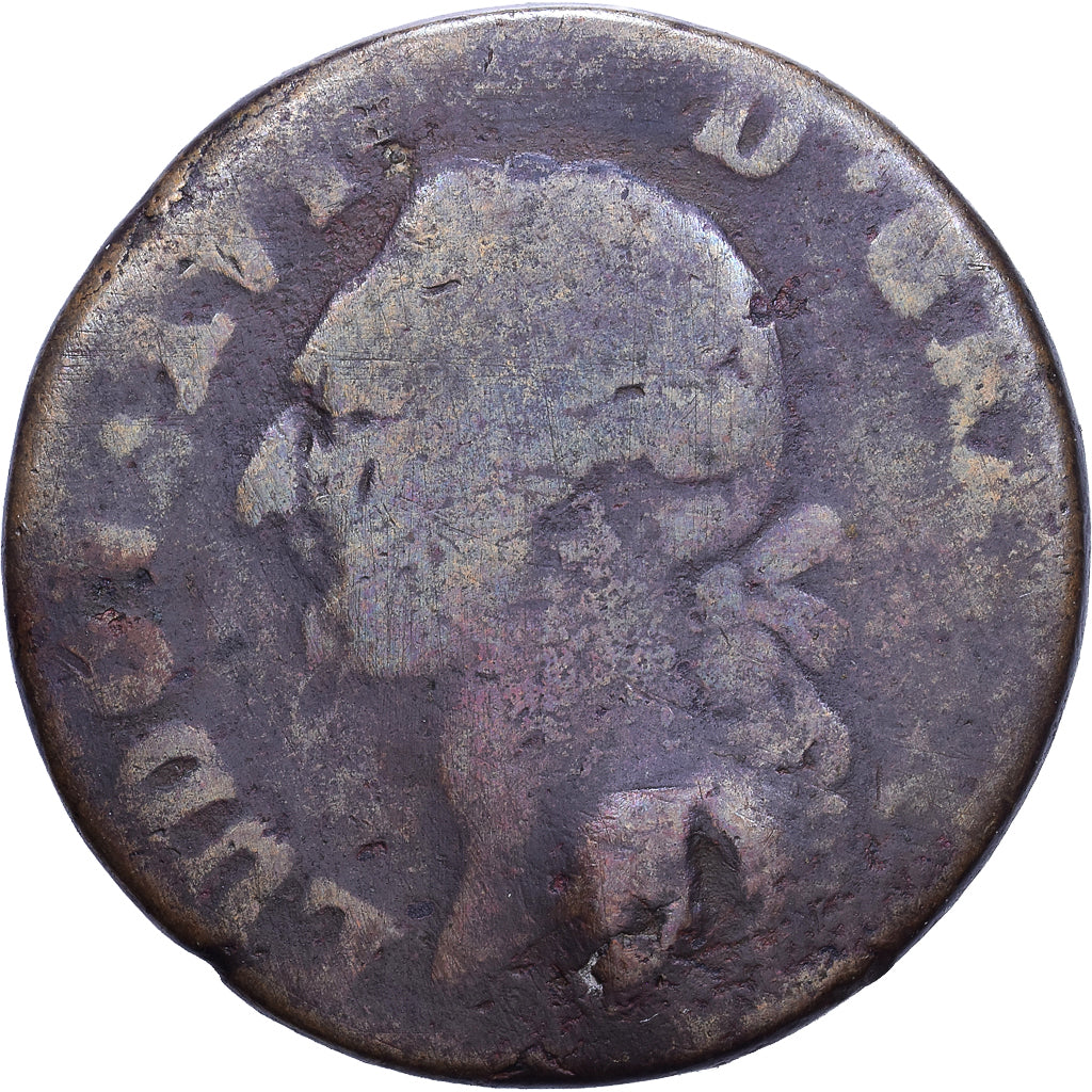 France, Louis XVI, Sol, Sol ou sou, 17(??) 1780-1791, Metz, Copper, VG(8-10)