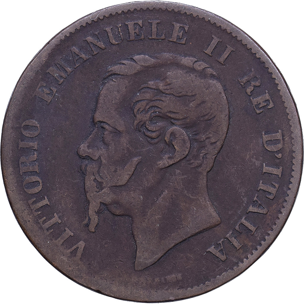 Itália, Vittorio Emanuele II, 5 Centesimi, 1861, Milan, Cobre, VF(20-25)