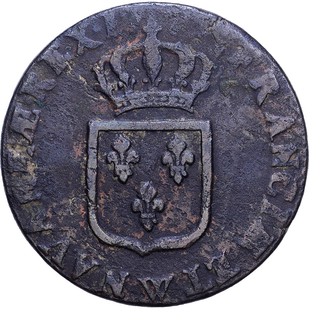 França, Louis XVI, Sol, 17[??], Lille, Cobre, F(12-15), Gadoury:350, KM:578.16