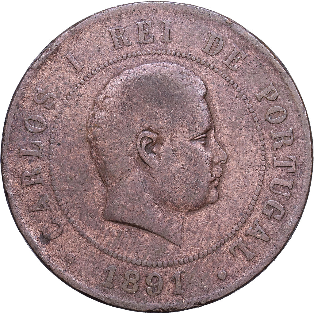 Portogallo, 20 Reis, 1891, Bronzo, MB+, KM:533
