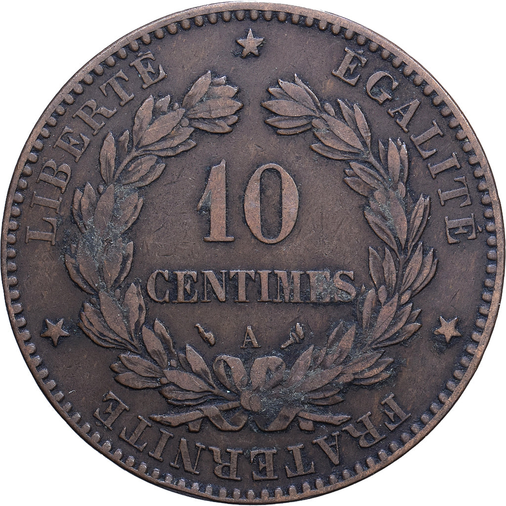 Francia, 10 Centimes, Cérès, 1897, Paris, Bronzo, BB, Gadoury:265a, KM:815.1