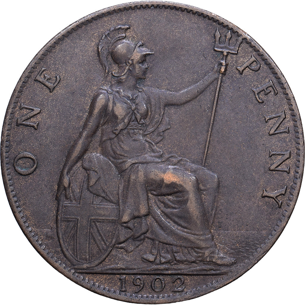 Gran Bretaña, Edward VII, Penny, 1902, Bronce, MBC, KM:794.2