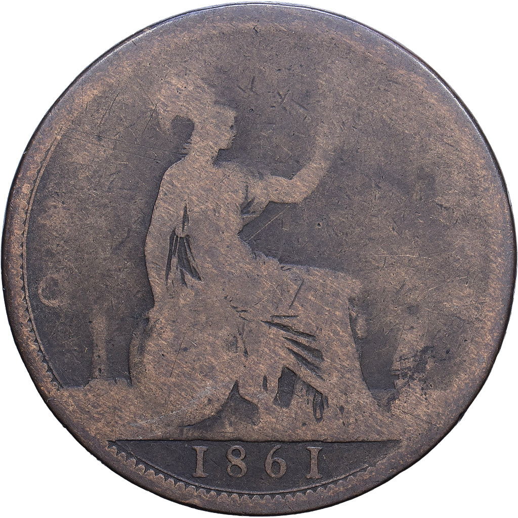 Gran Bretaña, Victoria, Penny, 1861, London, Cobre, BC