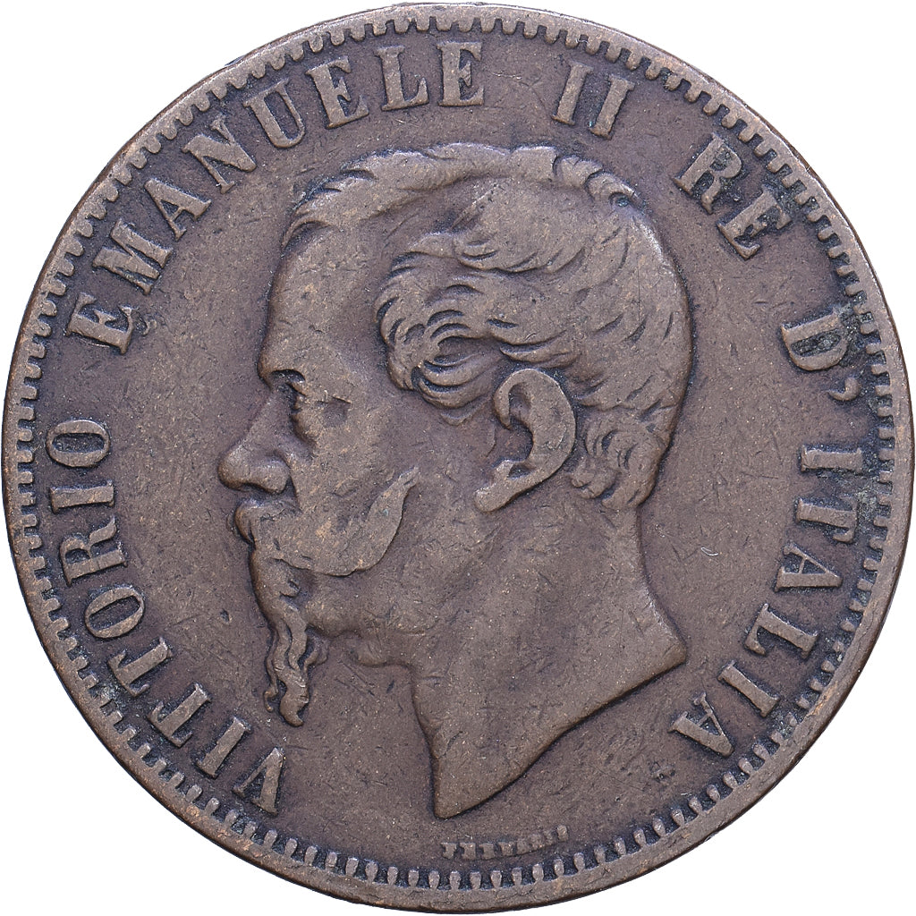 Itália, Vittorio Emanuele II, 10 Centesimi, 1867, Birmingham, Cobre, EF(40-45)