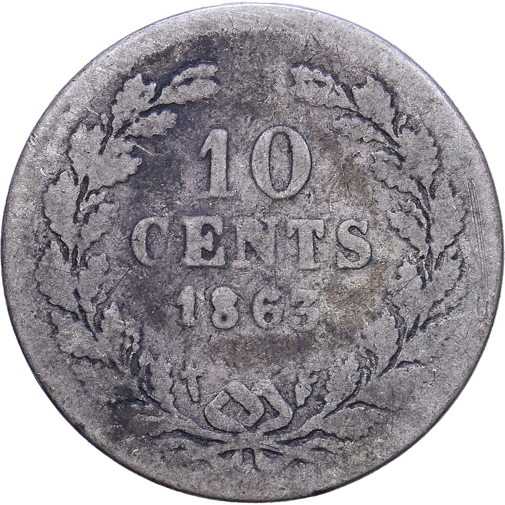 Paesi Bassi, William III, 10 Cents, 1863, Utrecht, Argento, MB, KM:80