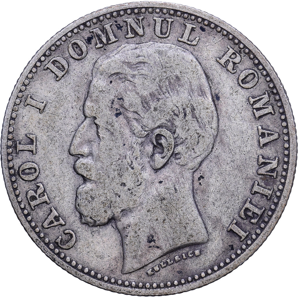 Rumanía, Carol I, Leu, 1881, AUSTRIA, Plata, BC+, KM:14