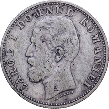 Rumanía, Carol I, Leu, 1881, AUSTRIA, Plata, BC+, KM:14