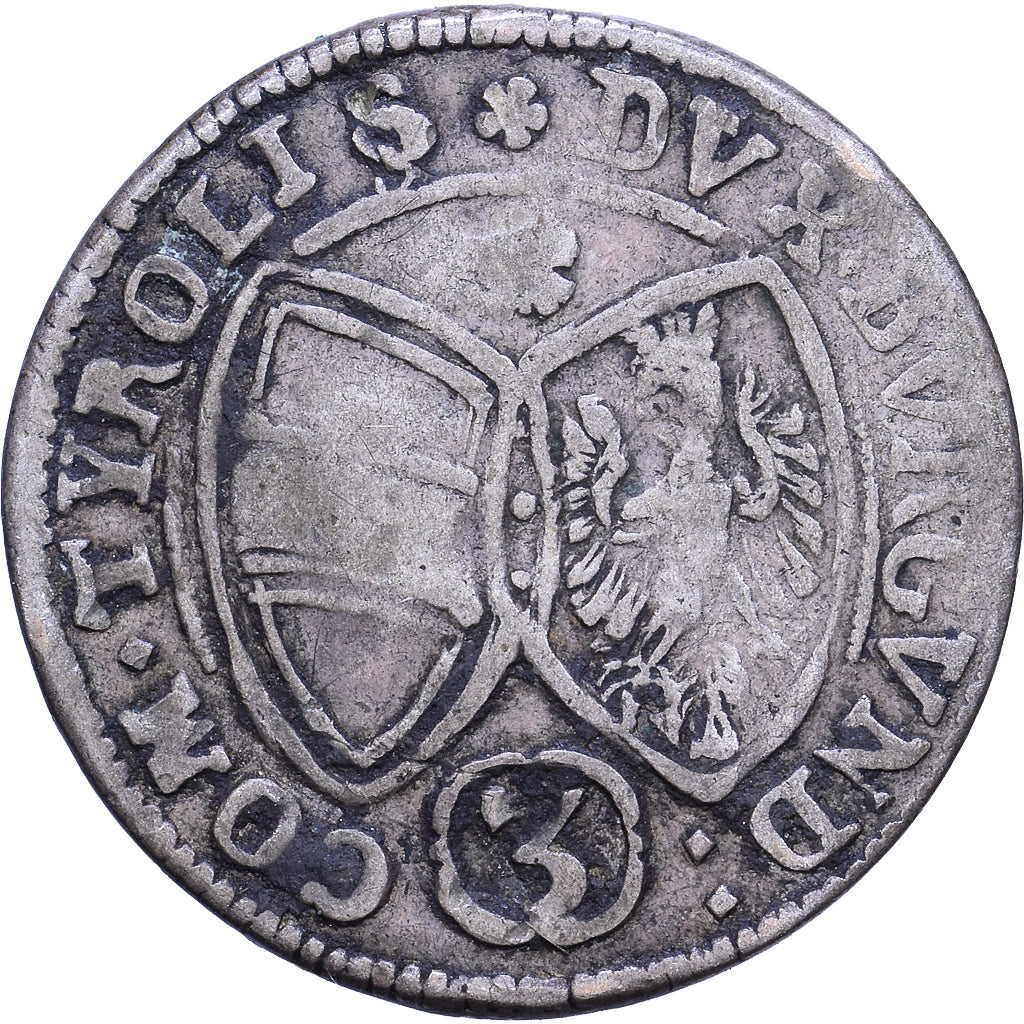 Oostenrijk, Ferdinand-Karel, 3 Kreuzer, 1642, Hall, Zilver, FR+, KM:852