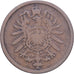 ALEMANIA - IMPERIO, Wilhelm I, 2 Pfennig, 1874, Stuttgart, Cobre, BC+, KM:2