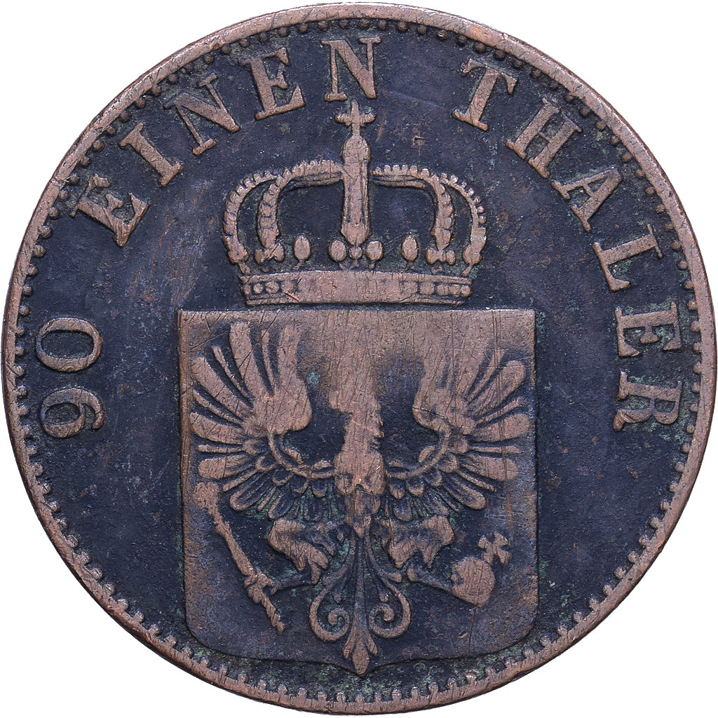 Estados Alemães, PRUSSIA, Wilhelm I, 4 Pfennig, 1868, Cleves, Cobre, EF(40-45)