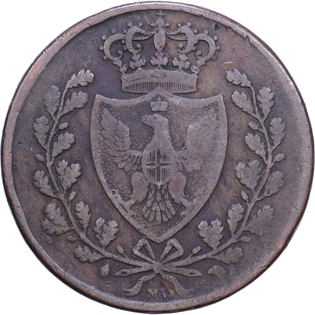 Kingdom of Sardinia, Carlo Felice, 5 Centesimi, 1826, Torino, Kupfer, S
