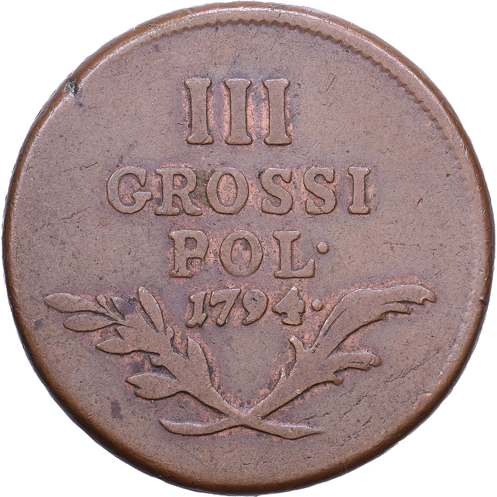 Poland, GALICIA & LODOMERIA, 3 Grossi, III Grossi, 1794, Copper, VF(20-25), KM:5