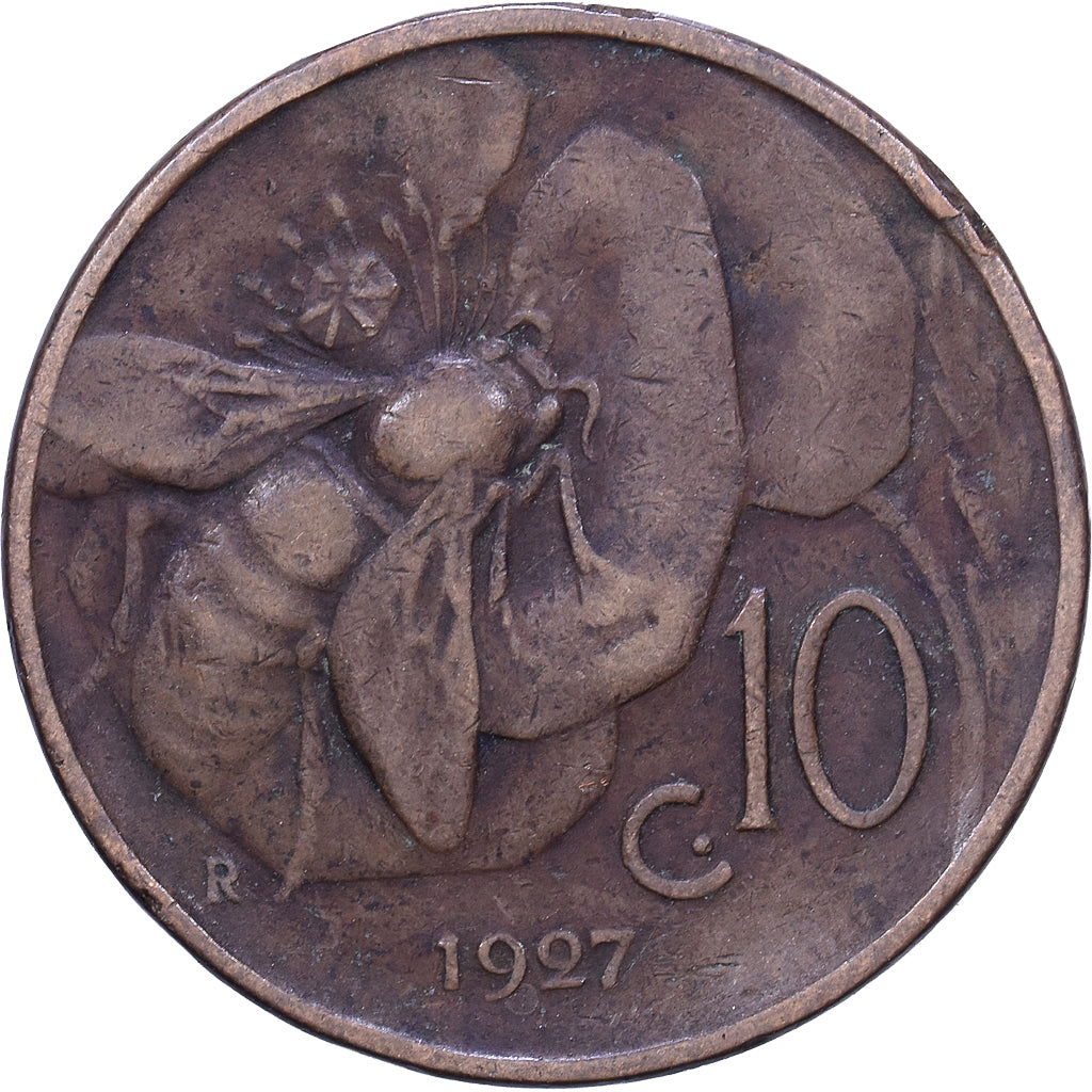 Italien, Vittorio Emanuele III, 10 Centesimi, 1927, Rome, Bronze, S+, KM:60