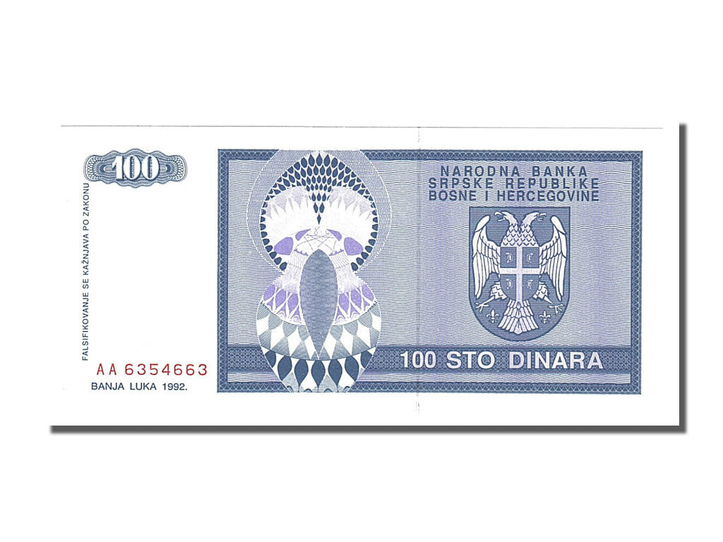 Banknote, Bosnia - Herzegovina, 100 Dinara, 1992, UNC(65-70)