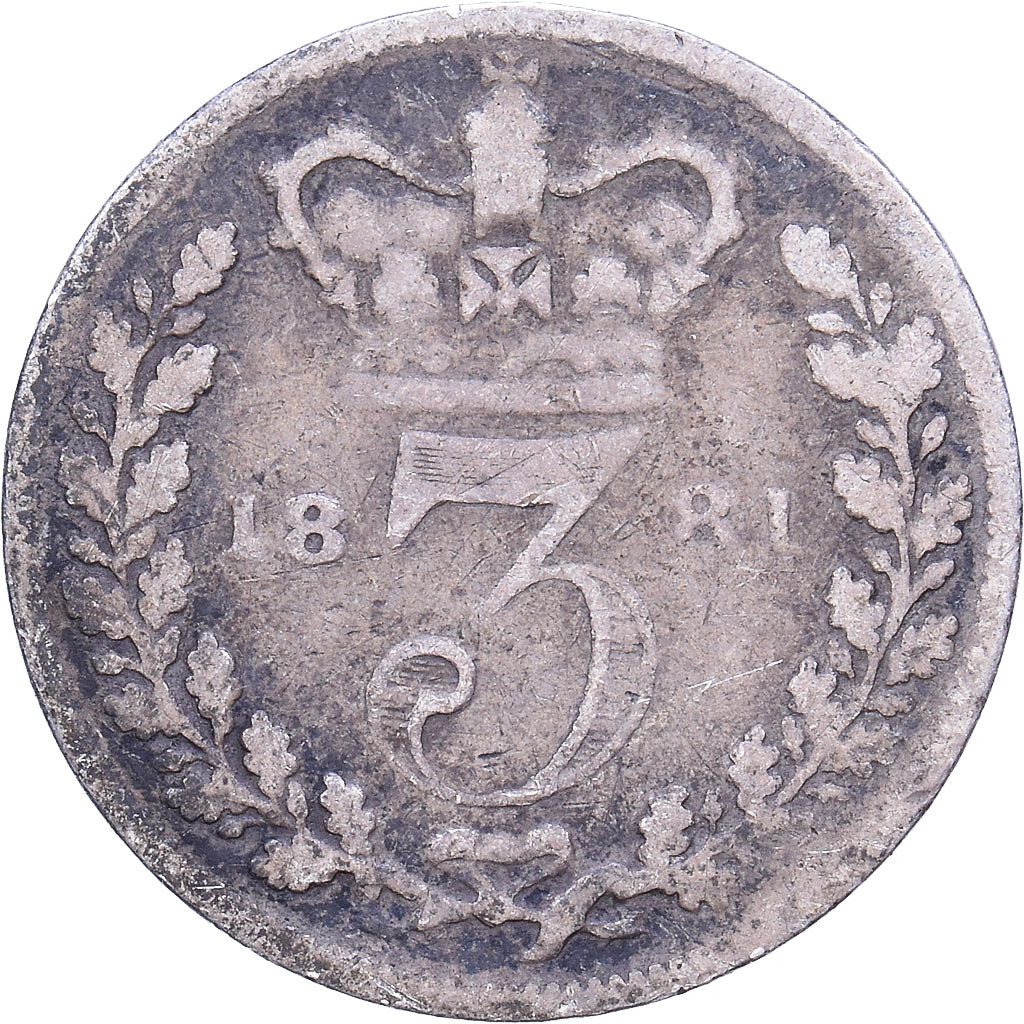 Gran Bretagna, Victoria, 3 Pence, 1881, Argento, MB, KM:730