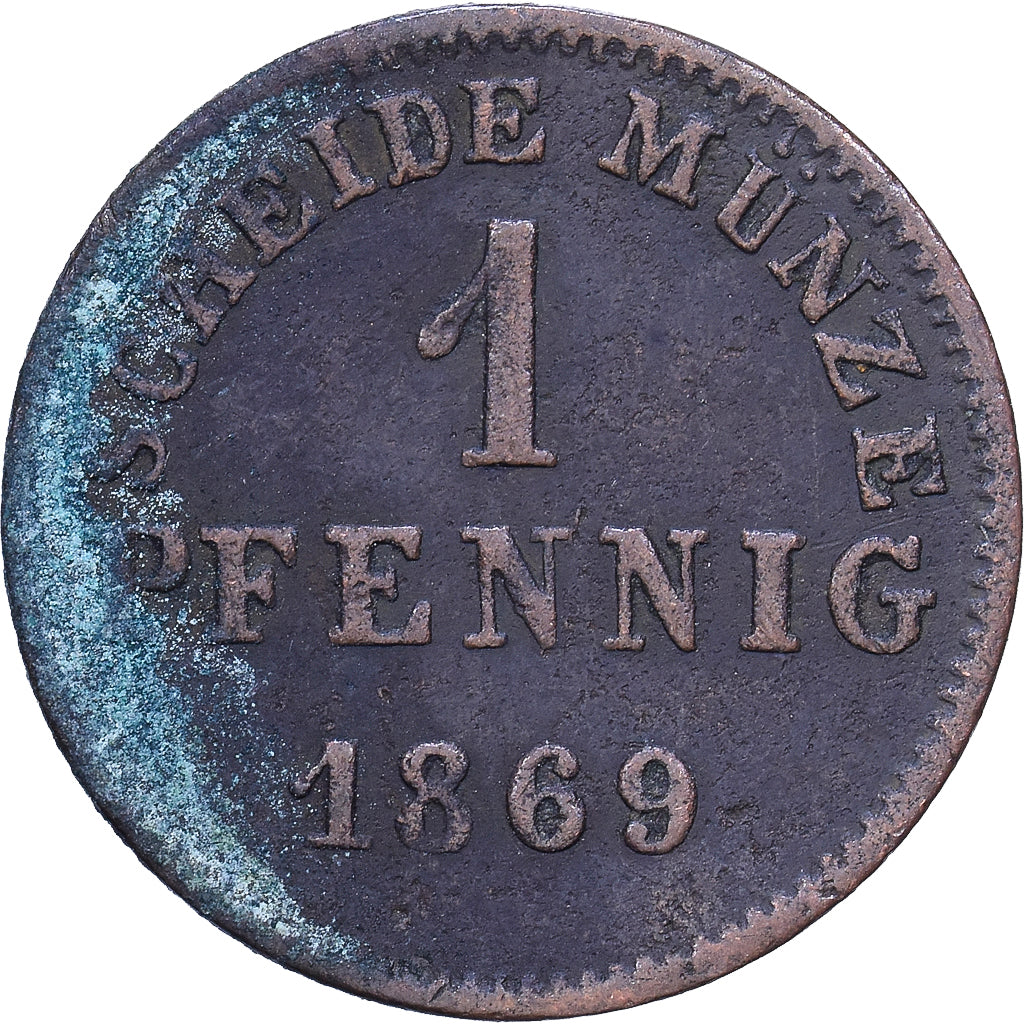 Stati tedeschi, HESSE-DARMSTADT, Ludwig III, Pfennig, 1869, Rame, B+, KM:337