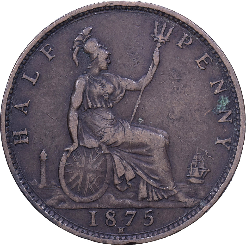 Wielka Brytania, Victoria, 1/2 Penny, 1875, Brązowy, VF(20-25), KM:754