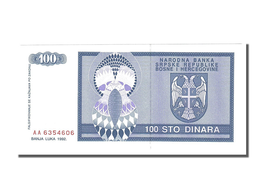 Banknote, Bosnia - Herzegovina, 100 Dinara, 1992, UNC(65-70)
