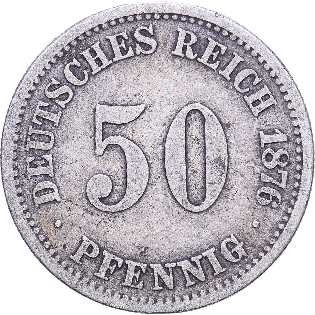 German Empire, Wilhelm I, 50 Pfennig, 1876, Berlin, Silber, S+, KM:6