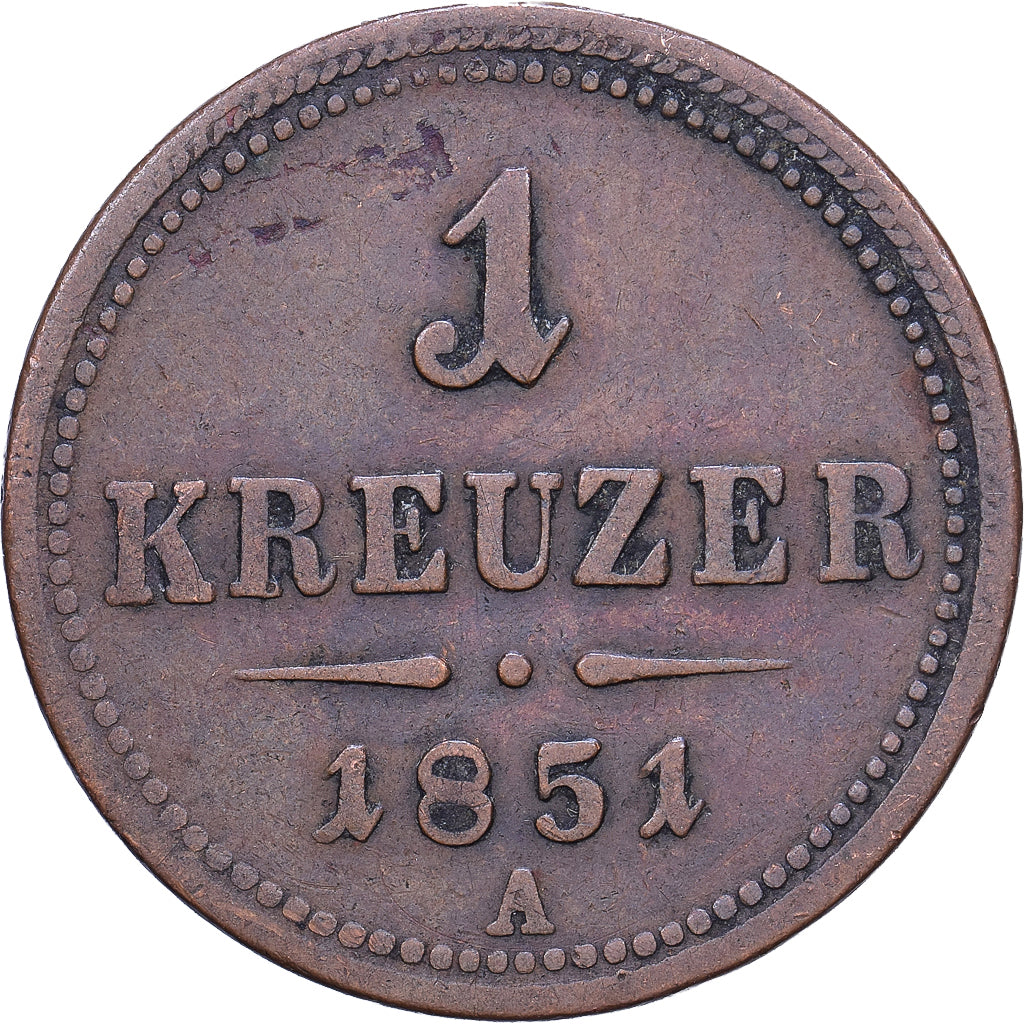 Austria, Franz Joseph I, Kreuzer, 1851, Vienna, Rame, BB, KM:2185