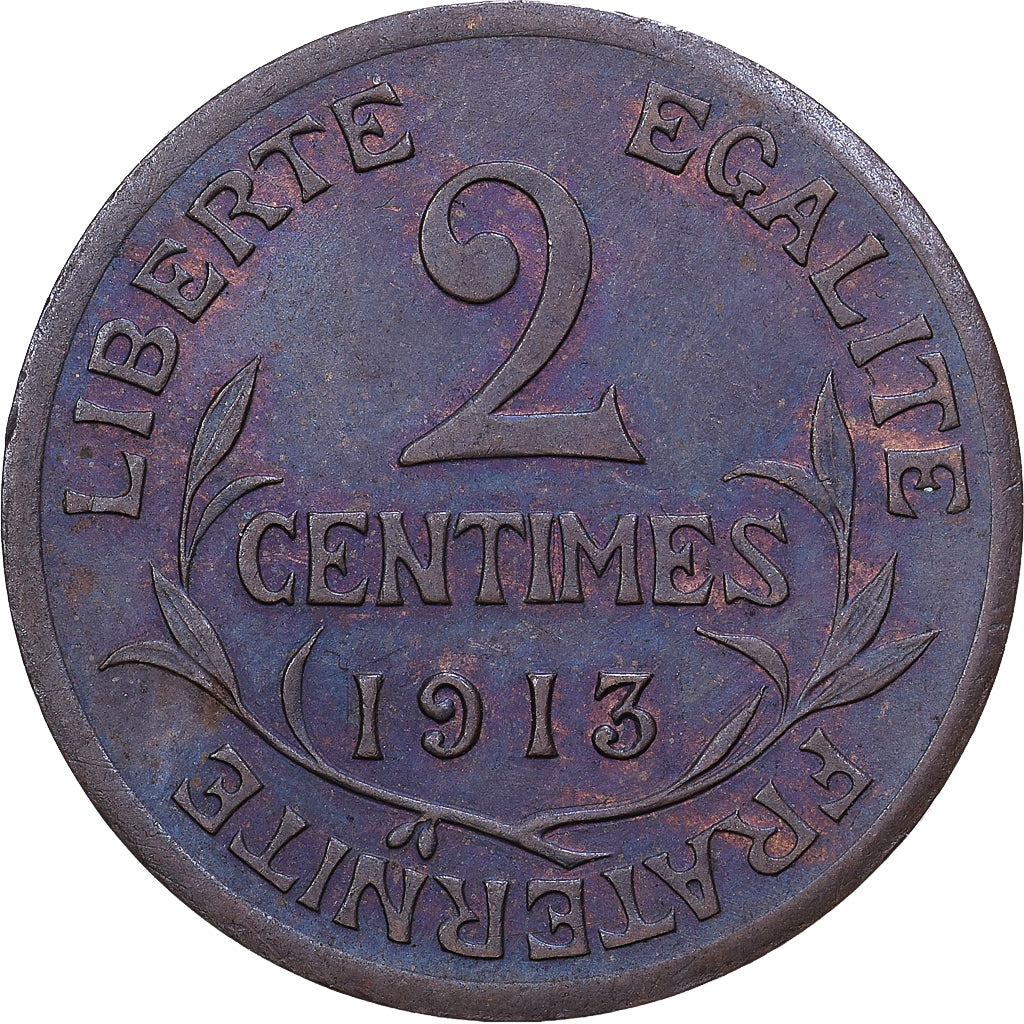 France, 2 Centimes, Dupuis, 1913, Paris, Bronze, VF(30-35), Gadoury:107, KM:841