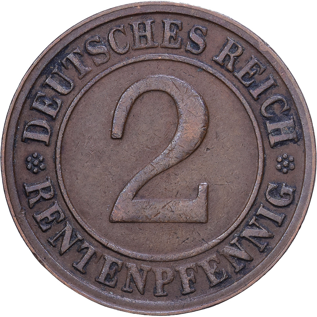 Weimar Republic, 2 Rentenpfennig, 1923, Munich, Bronze, VF(30-35), KM:31