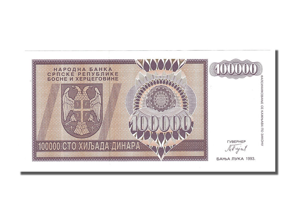 Banknote, Bosnia - Herzegovina, 100,000 Dinara, 1993, UNC(65-70)