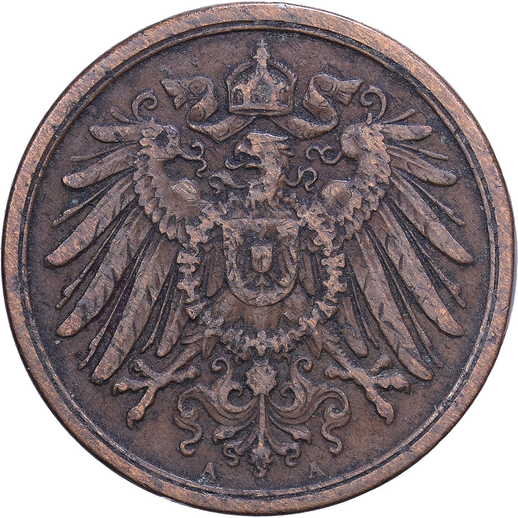 German Empire, Wilhelm II, 2 Pfennig, 1907, Berlin, Copper, EF(40-45), KM:16