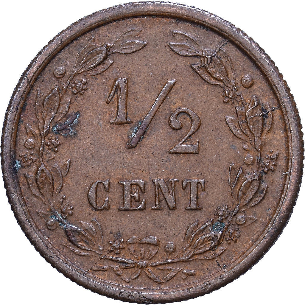 Países Bajos, Wilhelmina I, 1/2 Cent, 1898, Bronce, BC+, KM:109.2